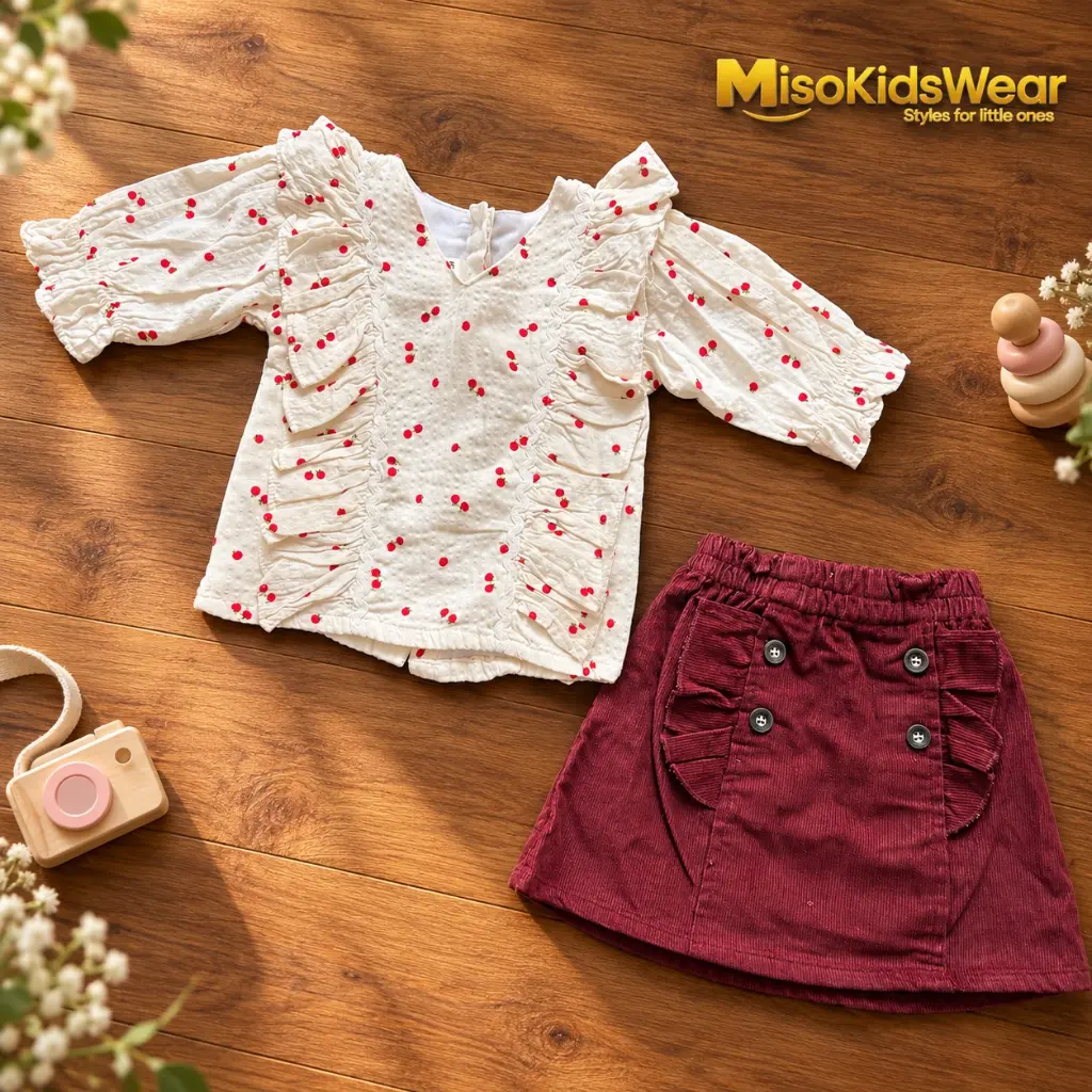 Maroon Corduroy Frill Skirt