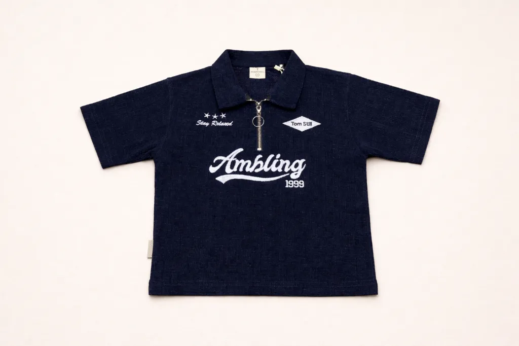 Kids Half-Zip Polo T-Shirt | Navy Blue & Olive Green | Unisex | Ages 1–5 Years