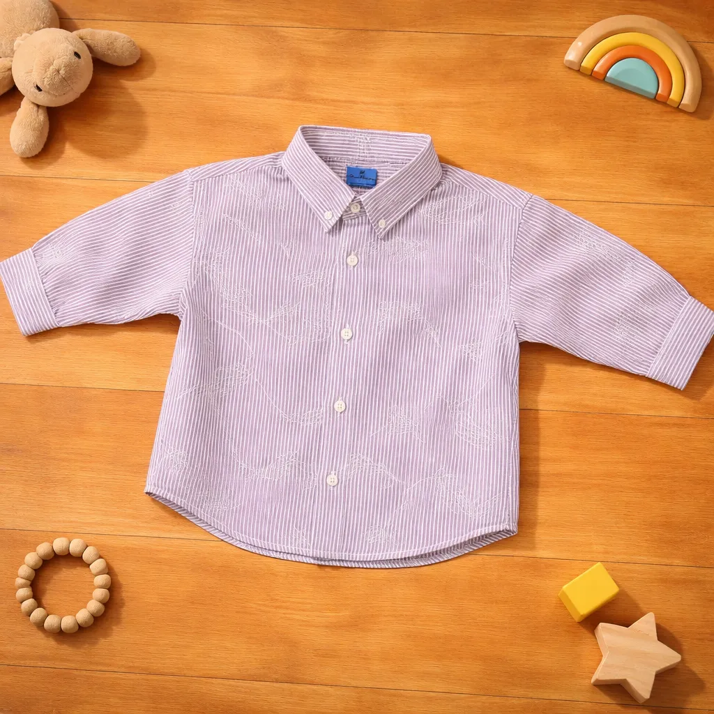 Boys Old Money Shirt – Maroon | Premium Korean Style Shirt | Ages 1–5 Years