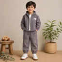 Kids Korean 3-Piece Hooded Co-ord Set - Grey | Unisex | Ages 2–6 Years