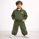 Kids Olive Green Acid Wash Cord Set | Unisex Co-ord Set for Ages 2-6