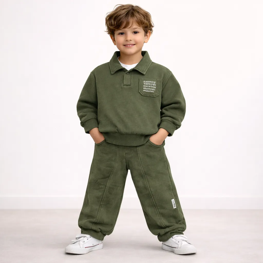 Cord Set Acid Wash - Olive Green