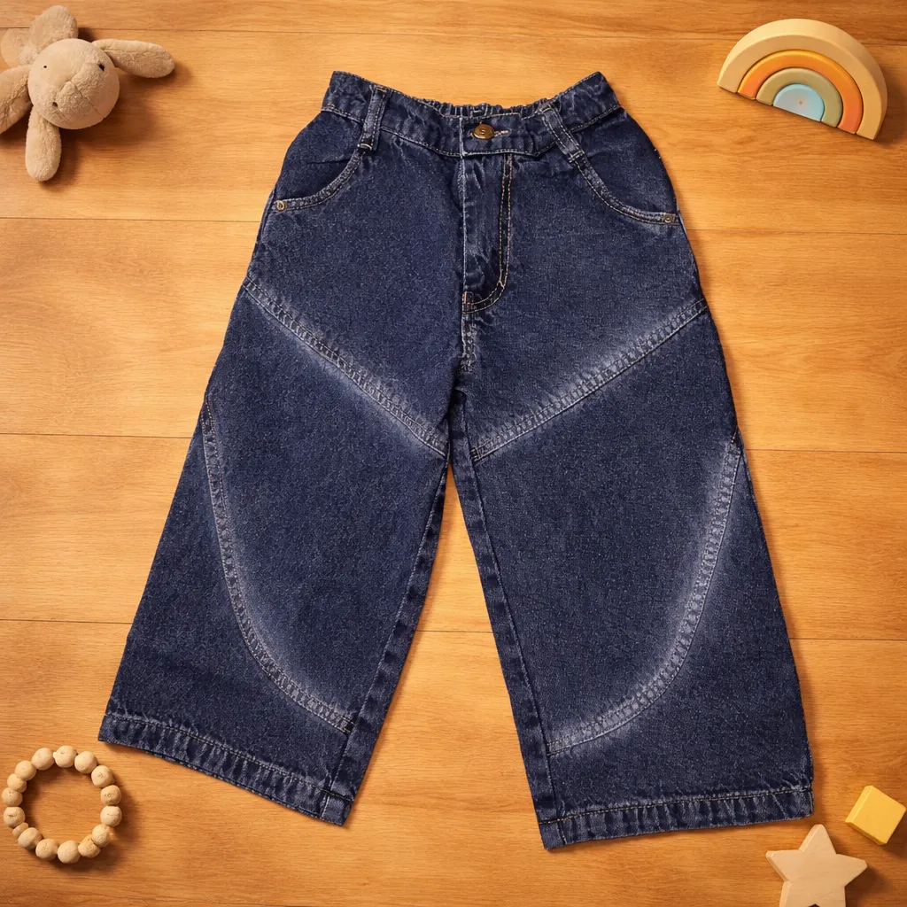 Kids Baggy Denim Jeans - Dark Blue | Unisex | Ages 1–5 Years