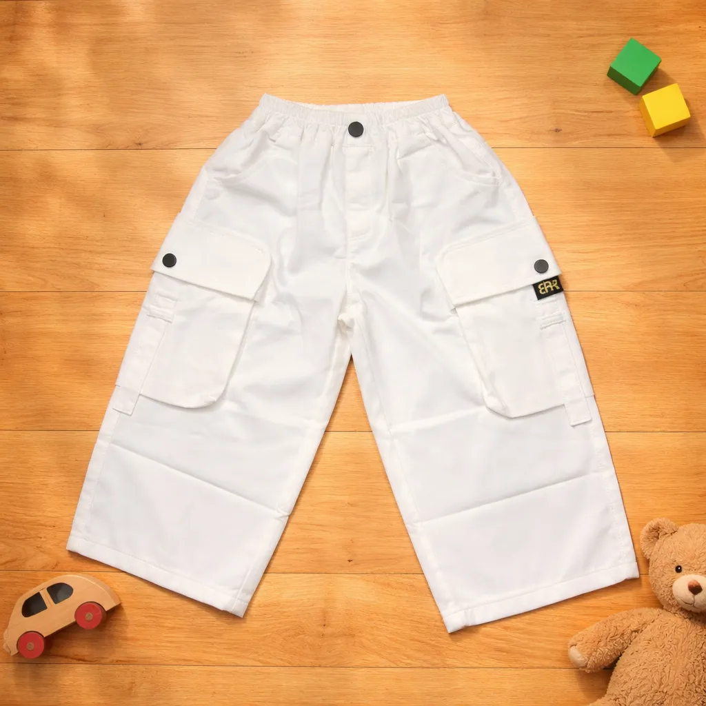 Imported White Baggy Pants for Kids | Korean Style Unisex Trousers | Ages 1–5 Years