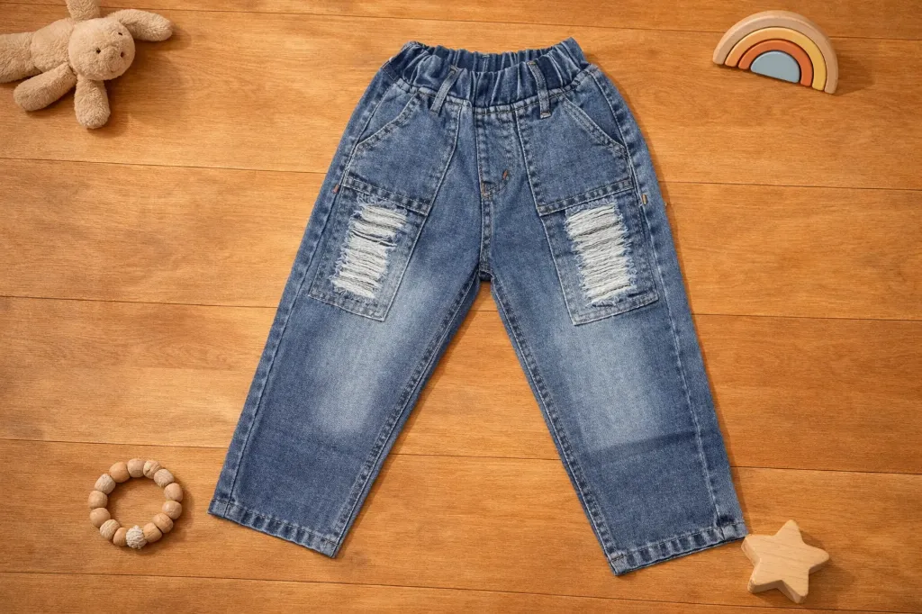 Unisex Mom Fit Denim Jeans for Kids | 1–6 Years