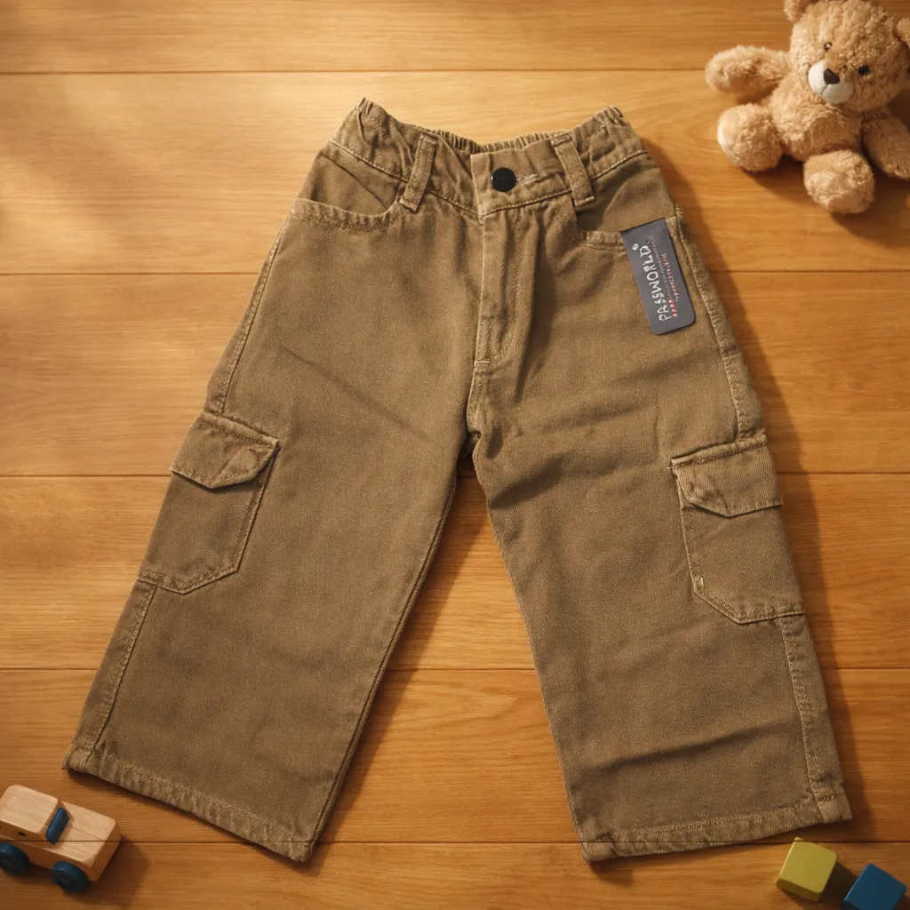 Kids Baggy Cargo Pants - Beige | Unisex | Ages 1–3 Years