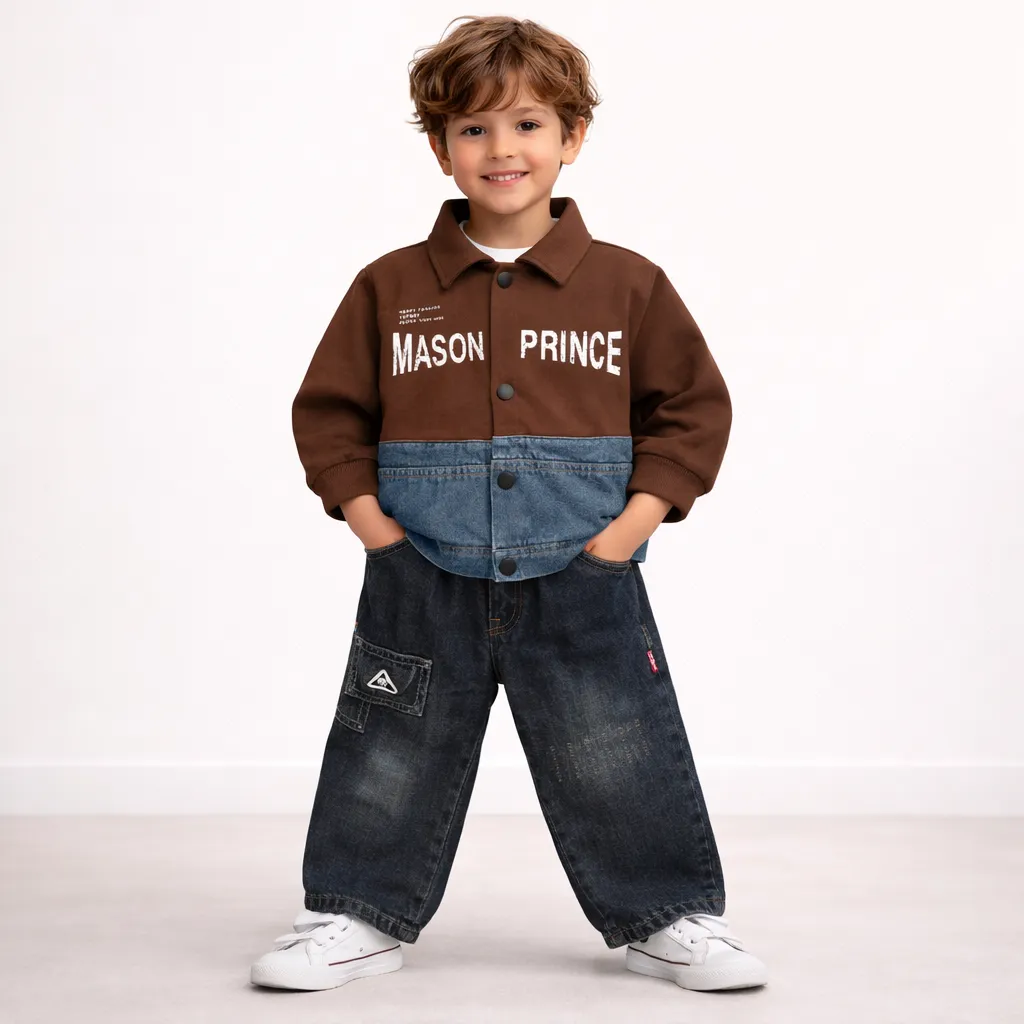 Kids Korean 2-Piece Co-ord Set - Brown | Unisex | Ages 1–5 Years