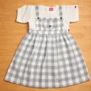 Girls Checkered Pinafore Dress – Grey (Ages 4–6 Years)