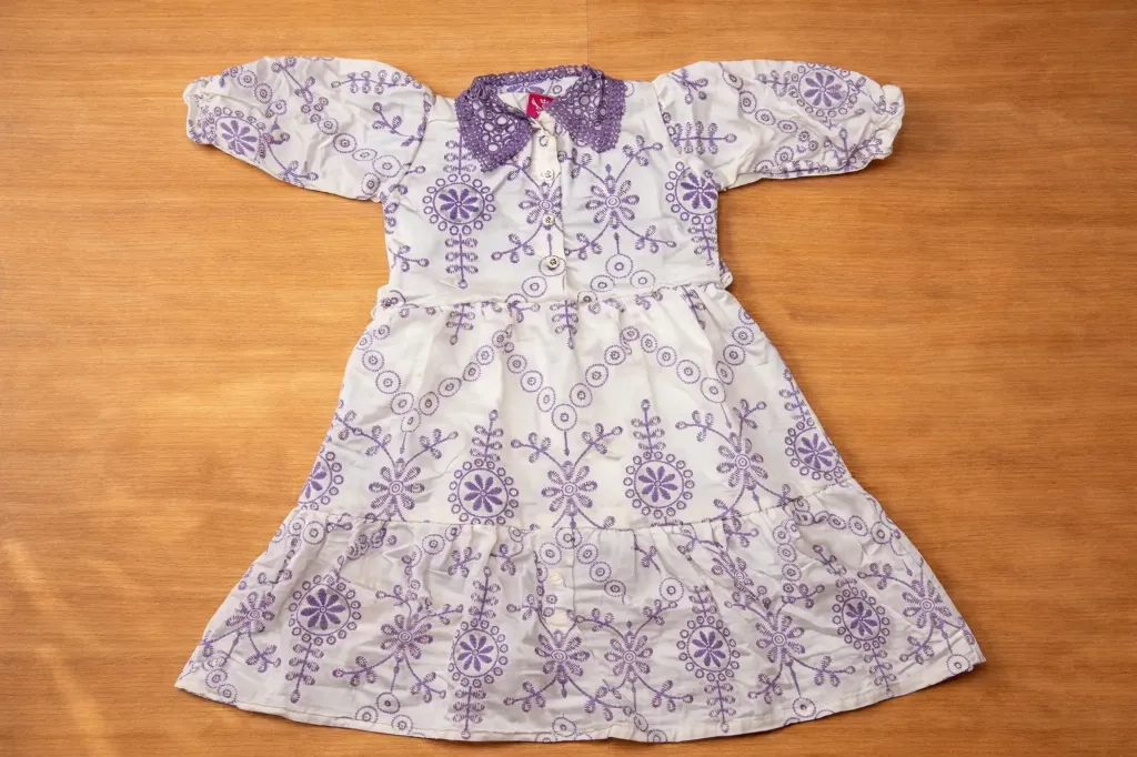[mkw015781] Frock Purple & White (4 Y)