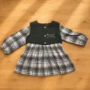 Girls Plaid Layered Dress – Green (Sizes S, M, L, XL)