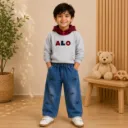 Kids Printed Co-ord Set – Grey (2-Piece Outfit, Ages 1–5 Years)