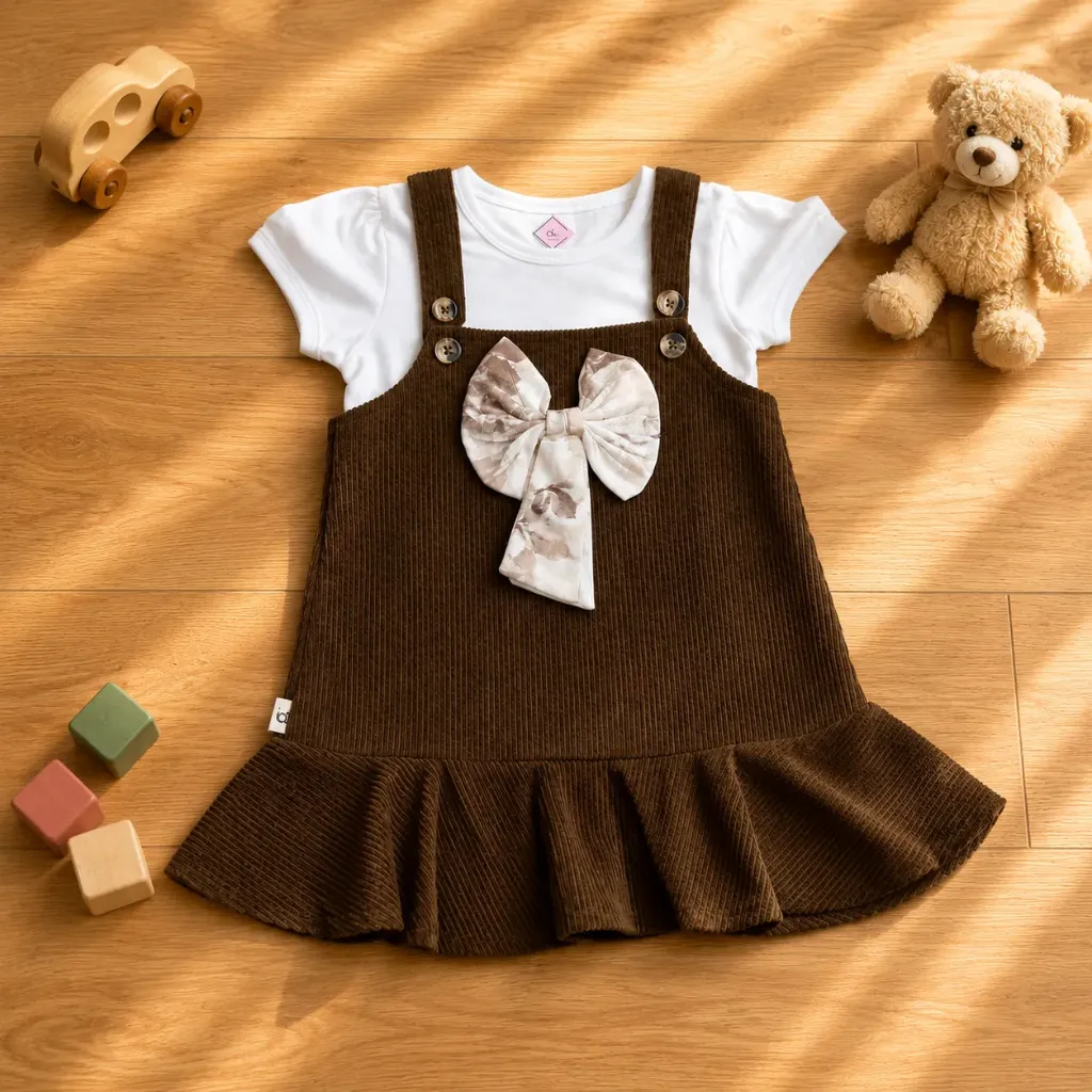 Frock - Brown + white