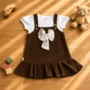 Frock - Brown + white