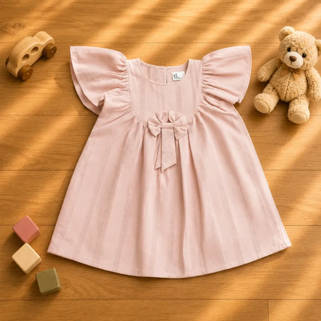 Girls Butterfly Frock - Baby Pink (Ages 2–7Y)